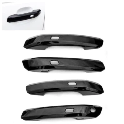 Cubierta superpuesta de manija de puerta sin llave negra brillante para 17-25 B9 A4 S4 Allroad Foto 1 de 4