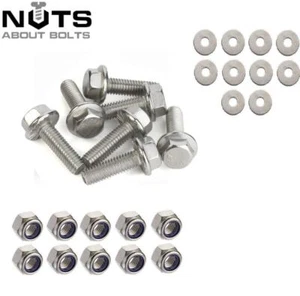 TORNILLOS DE CABEZA HEXAGONAL CON BRIDA DE ACERO INOXIDABLE M10 10mm A2 ARANDELAS DE TUERCA DE BLOQUEO NYLOC - Imagen 1 de 3