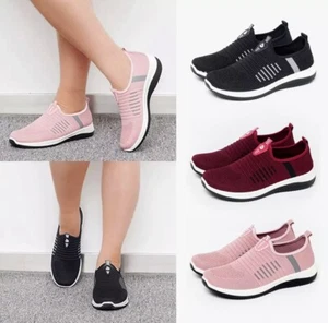 ❤️ Womens Slip On Trainers Shoes Ladies Casual Gym Sports Running Pumps Sneakers - Picture 1 of 8