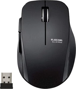 ELECOM M-FBL01DBXSBK wireless mouse silent 5 button M size black NEW - Picture 1 of 1