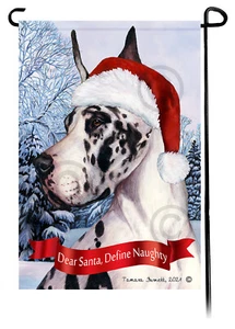 Querido Santa, Define Bandera de Jardín Travieso - Arlequín Recortado Gran Danés 067H - Imagen 1 de 1