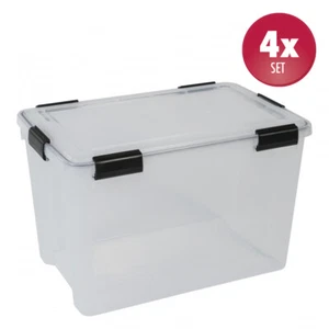 4 x Kunststoffbox Lagerbox Campingbox Stapelbox Aktenbox Dichtungsring Box 70 L - Bild 1 von 5