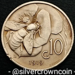 Italy 10 Centesimi 1919 R. KM#60. Ten Cents coin. Honey Bee. First year Key Date - Picture 1 of 10