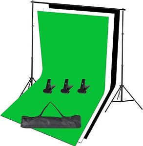 Photo Studio Adjustable Backdrop Support Stand Kit 1.6 x 3m Black/White/Green