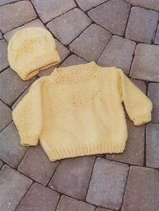 Plymouth Yarn KNITTING PATTERN P291 Encore Chunky Toddler Pullover & Hat 6-36mos - Picture 1 of 3