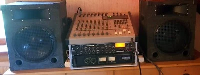 Power-Gesangsanlage mit 4 Boxen, Verstärkern, Mischpult + Kabeln, ca. 1500 Watt - Bild 1 von 4