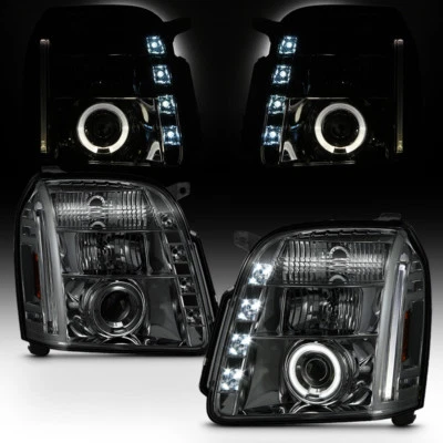 Smoked 2007-2013 GMC Yukon/Yukon Denali DRL LED Projector Halo Headlights 07-13 - Изображение 1 из 4