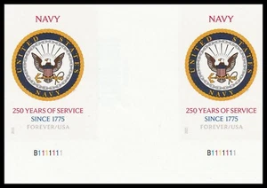 US 6004a Navy 250 Years imperf NDC vert gutter plate pair MNH 2025 - Picture 1 of 1