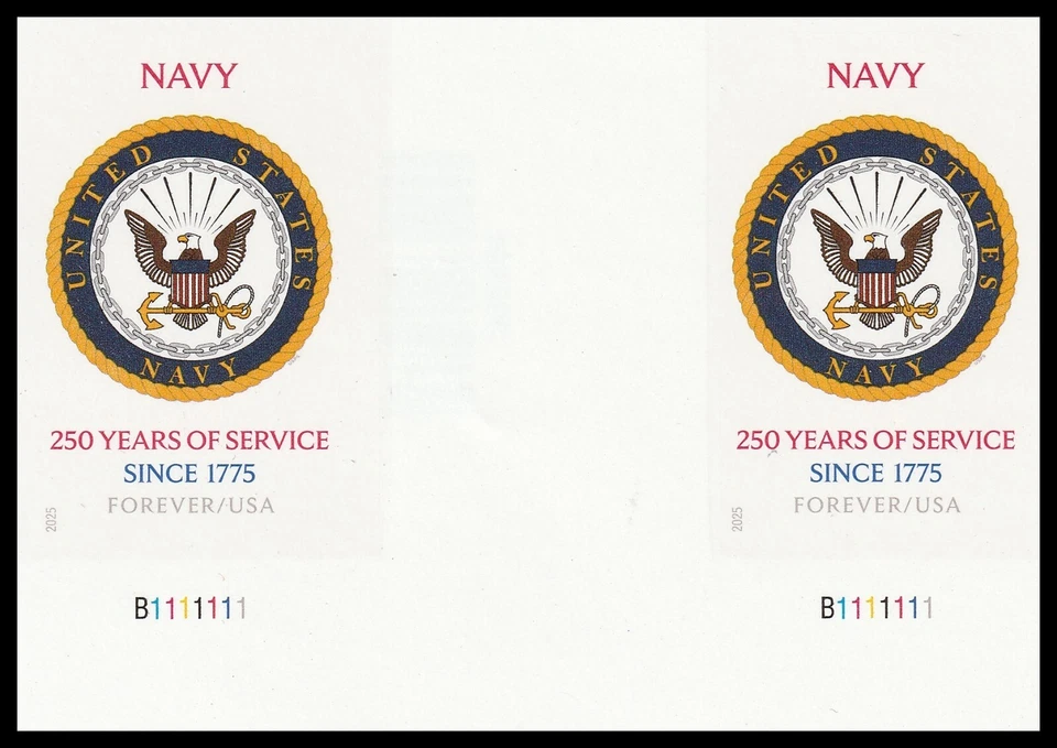 US 6004a Navy 250 Years imperf NDC vert gutter plate pair MNH 2025 - Image 1 of 1