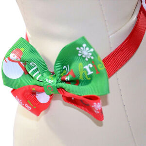 Dog Cat Pet Christmas Bow Tie adjustable Necktie Collar Handmade Bowtie Snowman