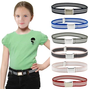 Kids Toddler Belt Elastic Adjustable Stretch Unisex Belts Silver Square Buckle p - Picture 1 of 12