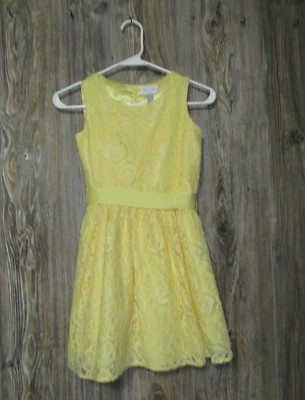 The Children's Place Yellow Floral Lace Sleeveless Dress Girls Size 10 Easter - Image 1 of 4