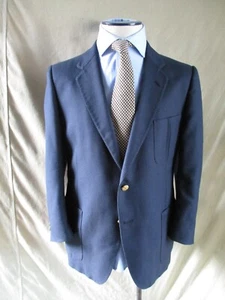 Lanvin blue hopsack gold logo button blazer sport coat jacket 42R - Picture 1 of 6