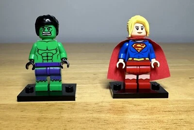 Minifigura LEGO DC Super Hero Supergirl y Marvel El Increíble Hulk Foto 1 de 4