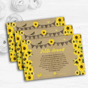 Rustikale Sonnenblumen Vintage personalisiert Hochzeit Geschenk Wunsch Geld Gedicht Karten - Bild 1 von 1