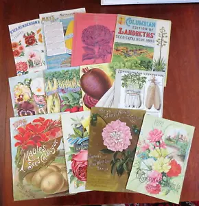Gardening Flower Seed Catalog 1890's Chromo & Color Lithograph Prints Lot x 12 - Picture 1 of 7