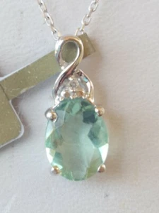 Colgante de diamante y corte ovalado labcreado con fluorita oro blanco sólido de 10 kt - Imagen 1 de 12