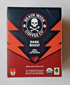 Death Wish Coffee Co. 24 cápsulas Dark Roast audaz, suave y delicioso - Imagen 1 de 4