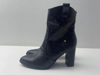 Krush Women's Black Faux Leather Side Zip Cowboy Boots Shoes UK  6 EUR 39 B81 - Image 1 of 4