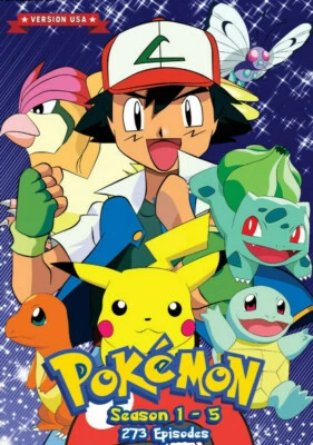 POKEMON USA VERSION Collection Season 1-5 (Vol.1-273 End) DVD All Region - Immagine 1 di 2