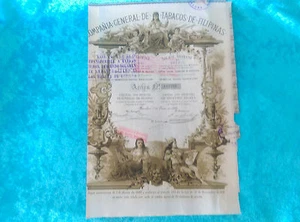 ACCION COMPAÑIA DE TABACOS DE FILIPINAS 1882 - Imagen 1 de 1