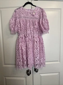 Just me Lace Lace Overlay Ruffle Pink Mini Dress Size Lrg NWT - Picture 1 of 5