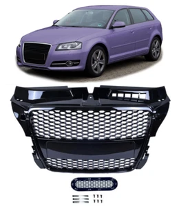 Calandre noir look RS3 pour AUDI A3 8p phase 2 et sportback 04/2008-2012 - Foto 1 di 3