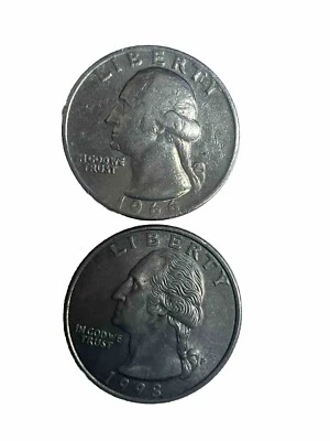 1966 P- 1998 P TWO COINS WASHINGTON QUARTERS ERRORS DDO MISSING CLAY LAY - Image 1 of 4