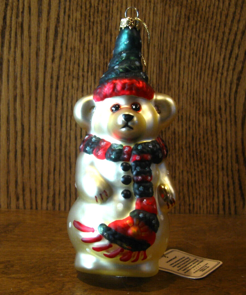 Boyds Bears GlassSmith Collection OLAF SNOWBEARY Glass Ornament w/Box