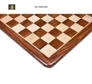 Round Edge Series Hand Carved Chess Board 21" In Maple & Golden Rosewood - Picture 1 of 5