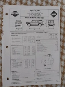Nissan Patrol GR 2.8 Td Turbo Diesel Fiche Technique Regla tech 1990 5 Pages - Picture 1 of 3