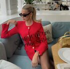 Zara New Woman Long Blazer With Lined Matching Belt Size:Xs-Xl Red Ref: 2382/940