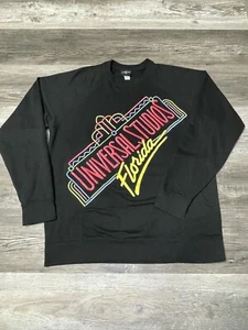 Vintage 90's Y2K Universal Studios Florida Neon Logo Sweatshirt Sweater Size XL - Picture 1 of 4