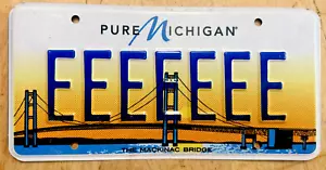 COLORFUL MACKINAC BRIDGE GRAPHIC VANITY LICENSE PLATE " EEEEEEE " 7 LETTER E'S - Picture 1 of 1