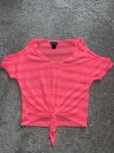 Womens Juniors Wet Seal neon pink shirt top blouse size XS