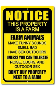 Funny Sign Farm Metal Welcome Decor Aluminum Warning Notice Farm Animals Propert - Picture 1 of 5