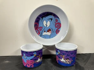 Vintage 90s Aladdin Genie Bowl And 2 Cup Set - Picture 1 of 7
