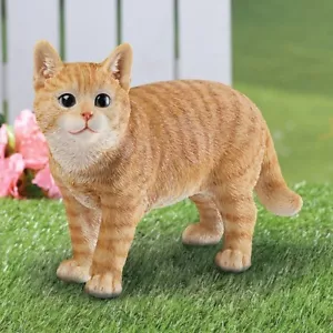 Affascinante statua in piedi arancione tabby gattino gatto giardino esterno - Foto 1 di 1