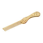 (Gold)Foldable Beard Comb Zinc Alloy Hairstyling Brush Prevent Static Pocket