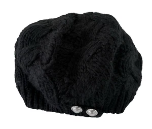 NUEVO CON ETIQUETAS Michael Kors Boina Tejido con Cable Botón Gorro Negro - Imagen 1 de 6