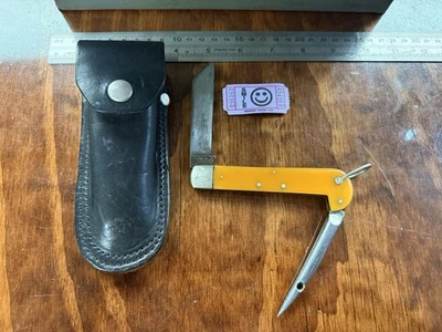 Cuchillo de yate amarillo Ka Bar ultra raro de colección aparejo funda de espiga Marlin 4968 Foto 1 de 4