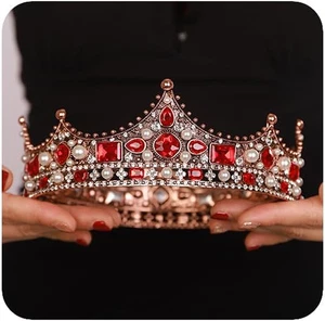 Baroque Queen Crown Tiaras and Crowns for Women Royal Queen Crowns Rhinestone Ti - Picture 1 of 12