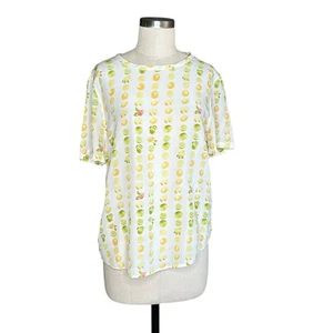 EQUIPMENT White Fruit Lemon Lime Patterned Silk Blouse Women's Size Medium - Picture 1 of 6