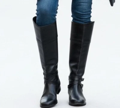 Lauren Ralph Lauren Riding Boot Savion Women's Sz 8 Black Knee-Hi Zip Leather - Image 1 of 4