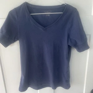Klassischer LL Bean blau V-Ausschnitt Kurzarm Freizeit Pullover Stil 262387 Gr. S Bilder! - Bild 1 von 10