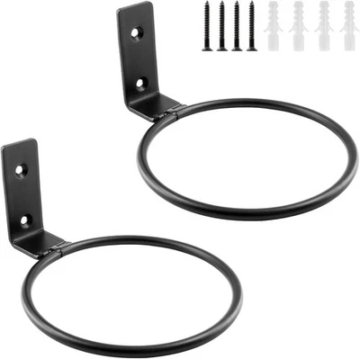 2-Pack 4" Wall Mounted Metal Plant Pot Holder Rings, Matte Black - Image 1 of 4