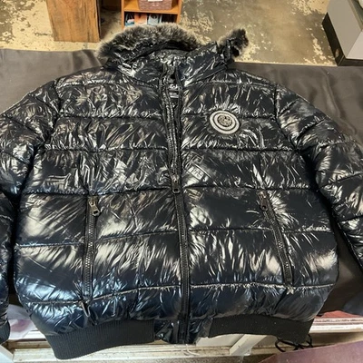 SWITCH REMARKABLE Red Puffer NYLON JACKET W/ FUR HOOD Size M-Medium  - Image 1 of 4