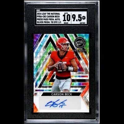 CARSON BECK SUPERFRACTOR 1/1 TIE-DYE AUTOMÁTICO 2024 Hoja Nacional Plata Prismático RC Foto 1 de 4