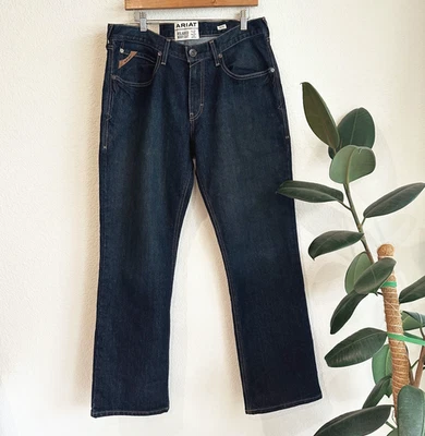 Ariat Mens M4 Relaxed Bootcut Jeans Size 33/32 Dark Wash Cowboy Rodeo Workwear - Image 1 of 4