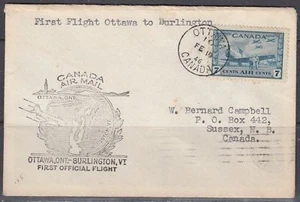 Canadá - febrero de 1946 FFC de Ottawa a Bulington - Imagen 1 de 2
